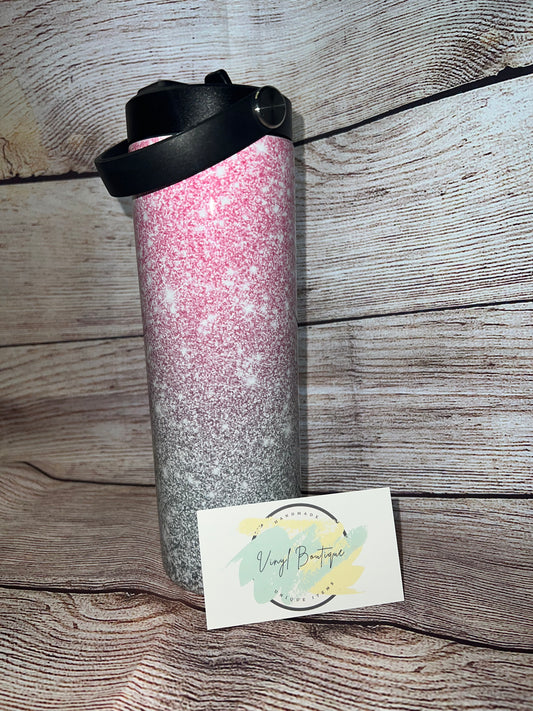 Pink and Silver glitter 20oz Tumbler