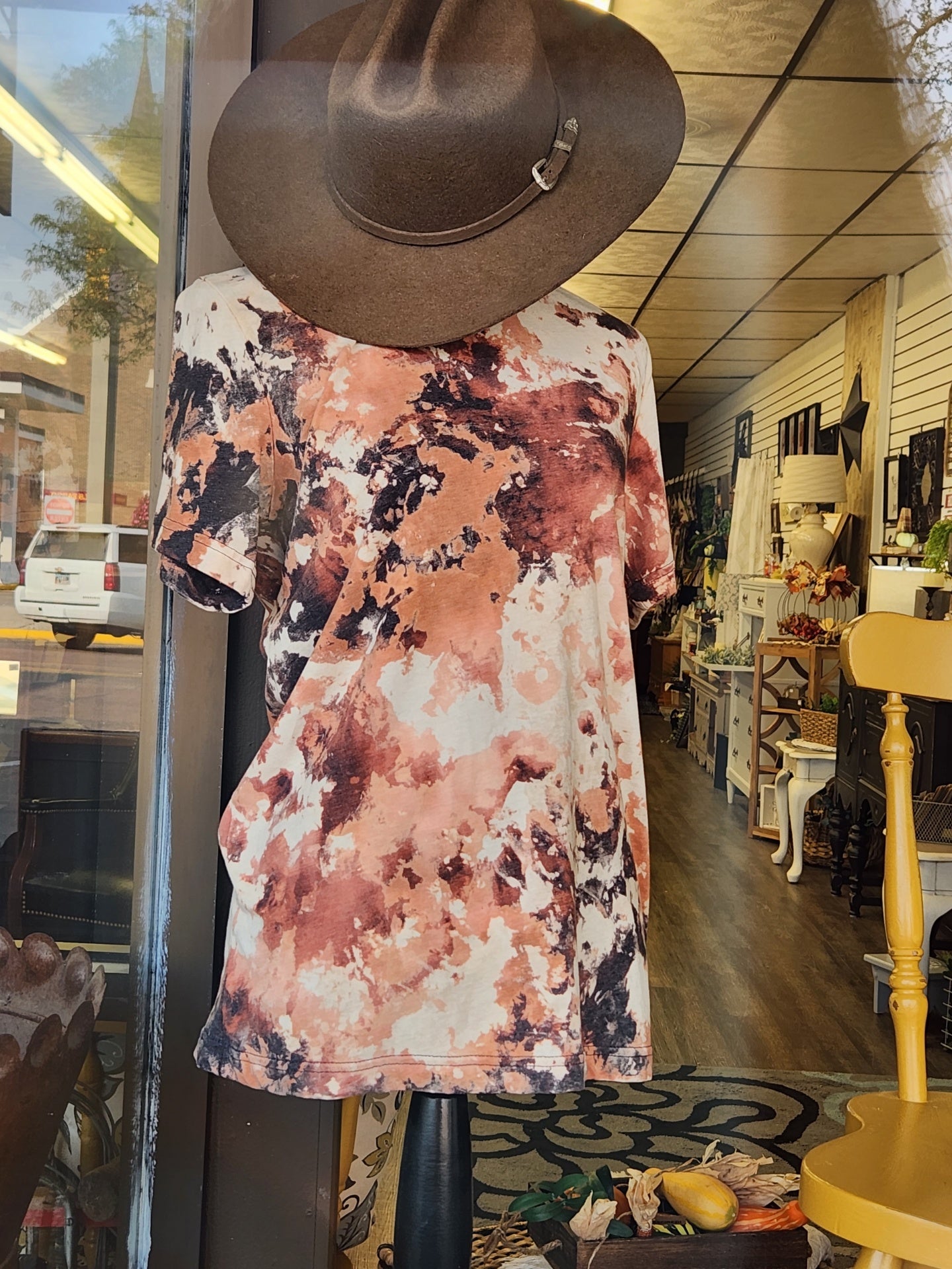 Orange, gray, pink cowhide Shirt