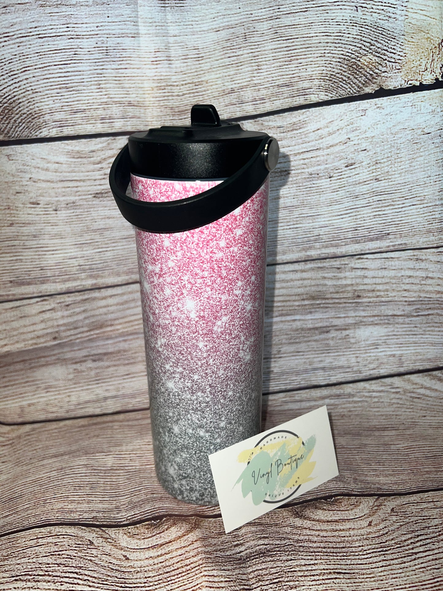 Pink and Silver glitter 20oz Tumbler